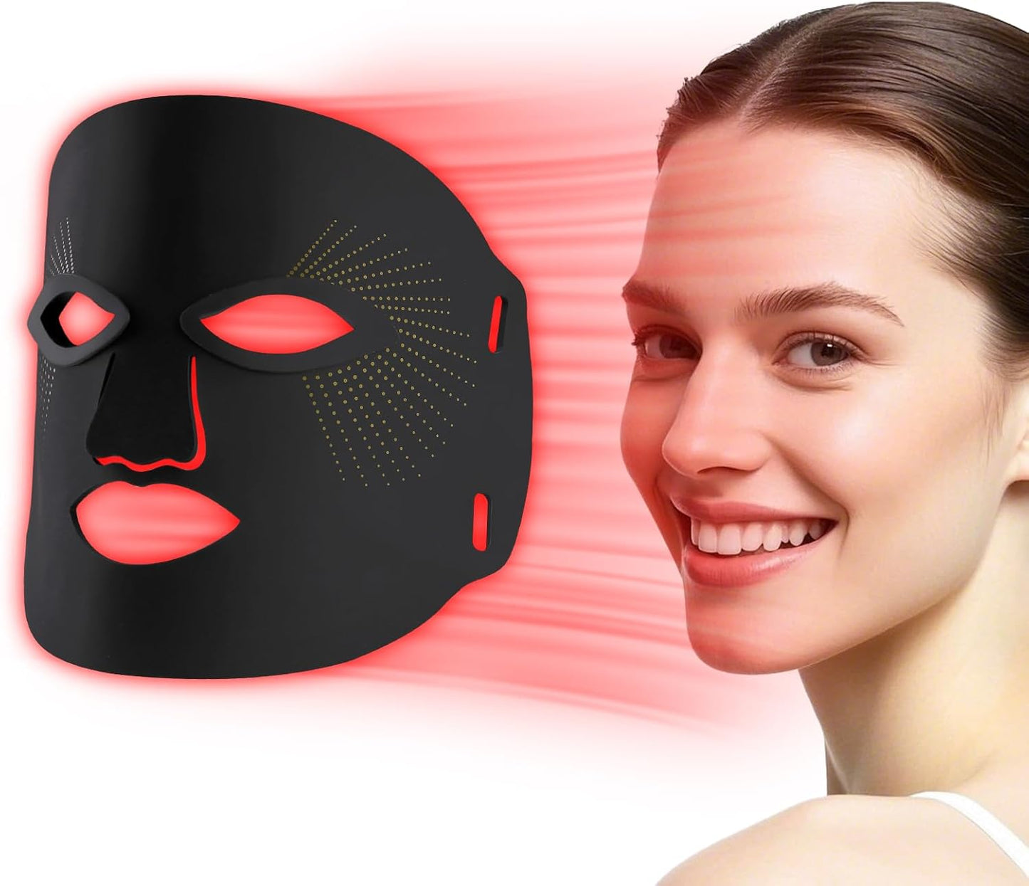 Red Light Therapy for Face, 7 Colors Red Light Therapy Mask, Black