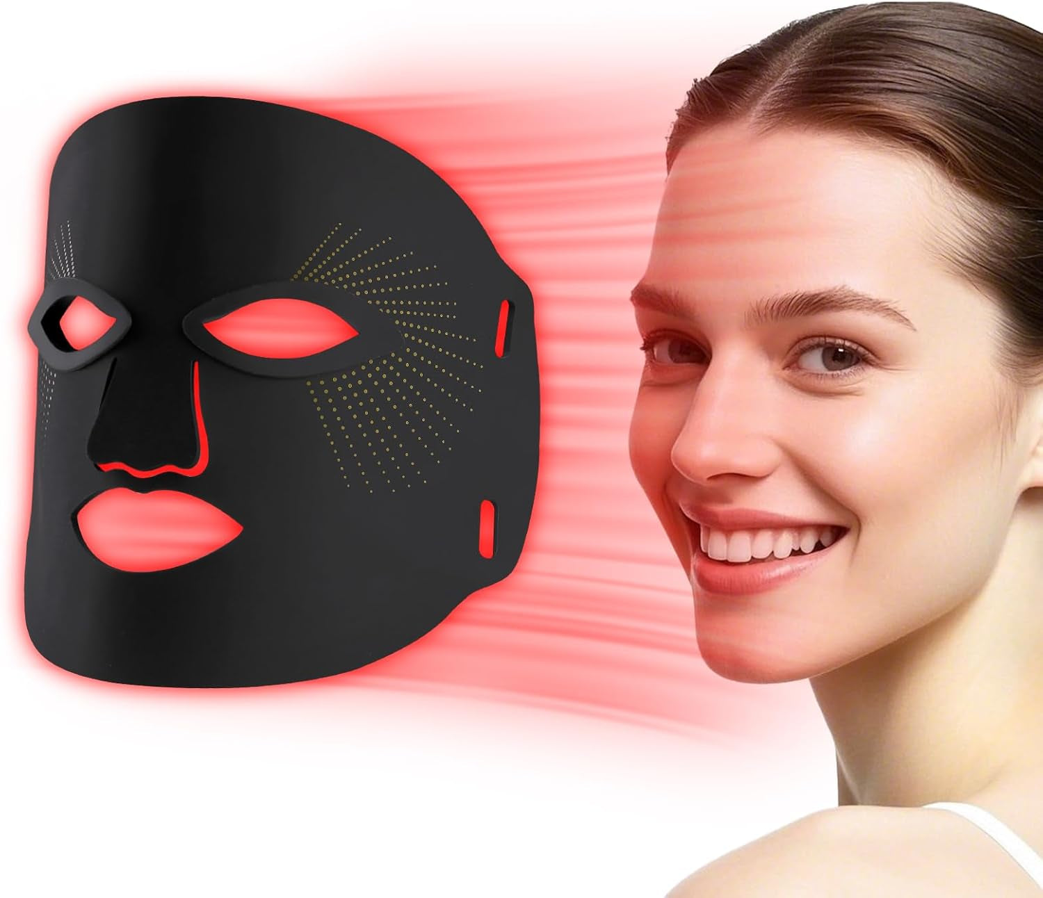 Red Light Therapy for Face, 7 Colors Red Light Therapy Mask, Black